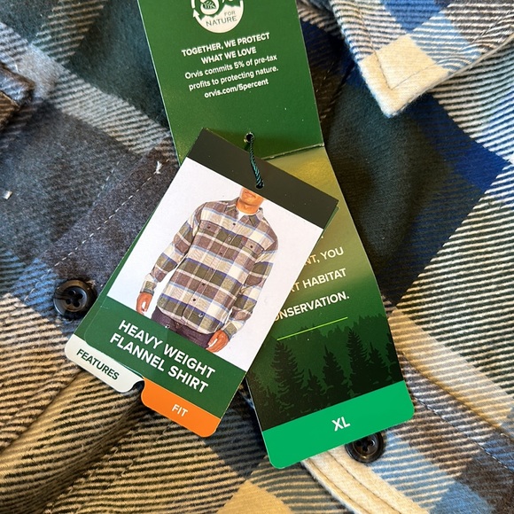 Orvis heavy weight, flannel shirt, size XL colors, blue navy off-white green NWT - Picture 8 of 9